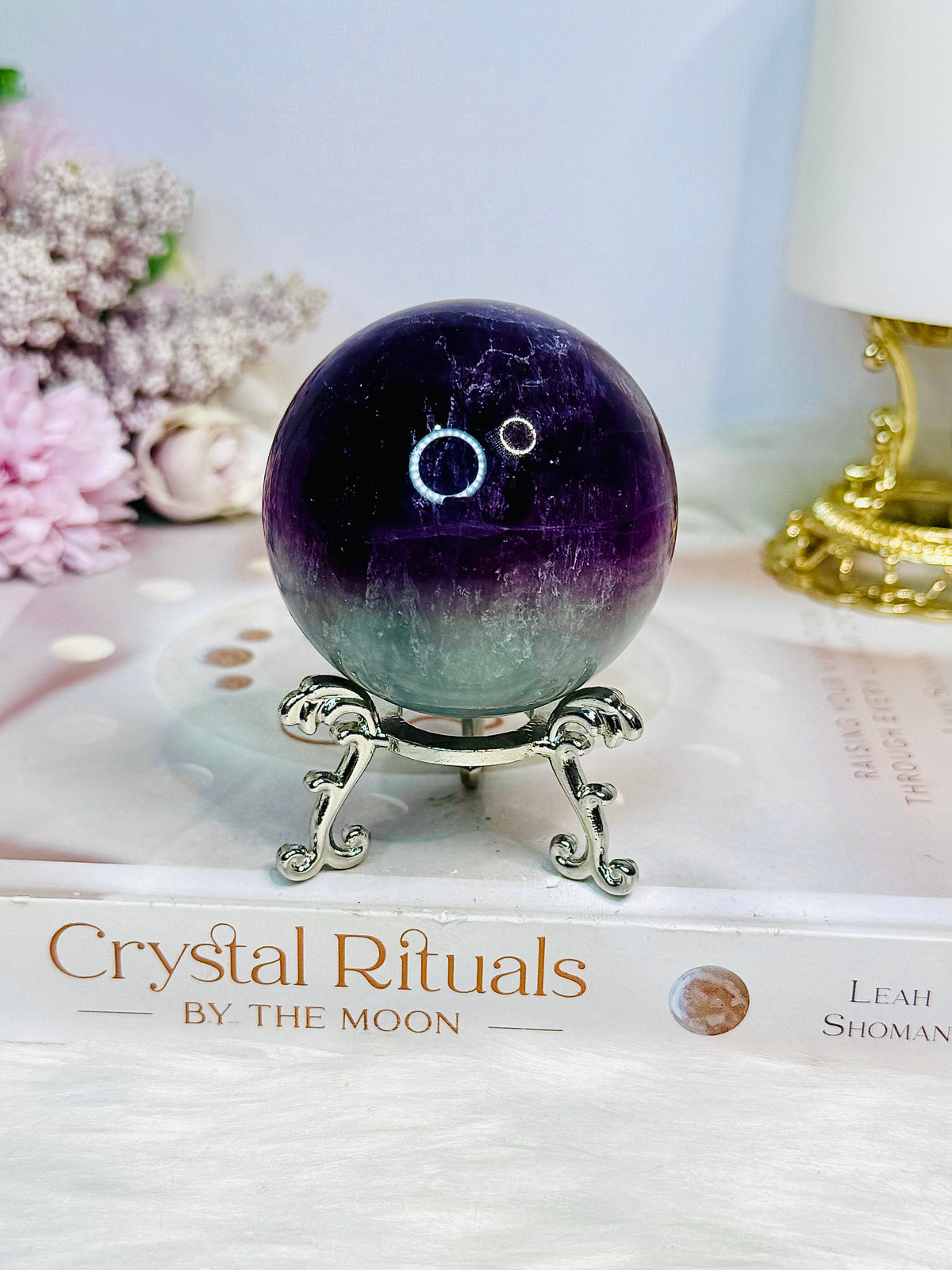 High Grade Watermelon Fluorite Sphere on Stand 337g
