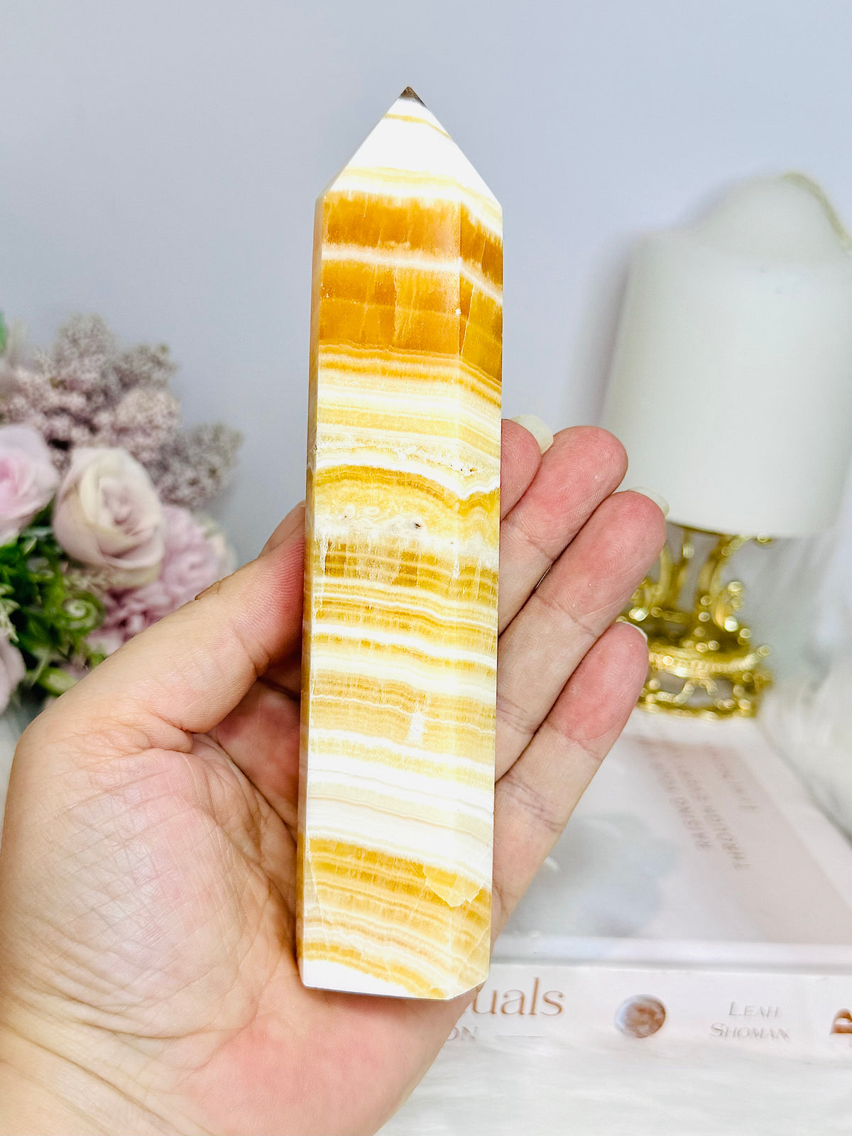 High Grade Orange Calcite Tower 15.5cm