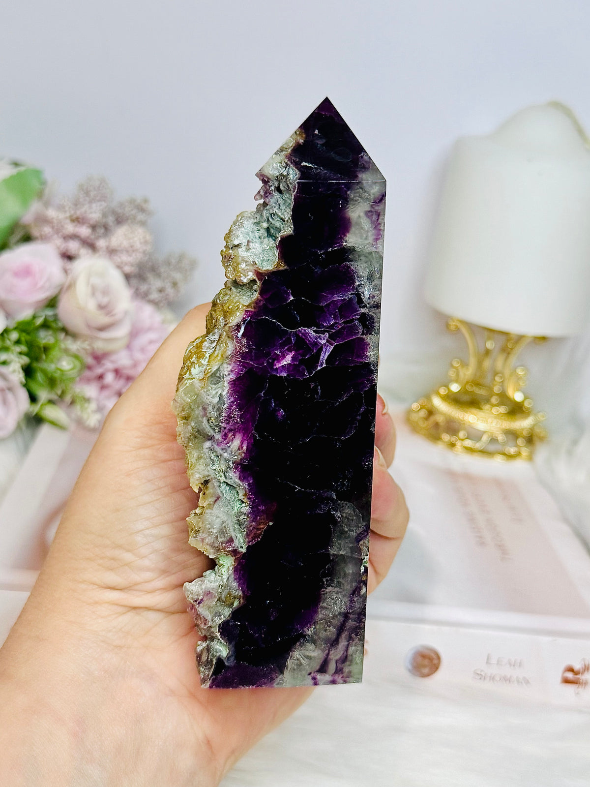 Large High Grade Druzy Fluorite Tower 471g 14cm