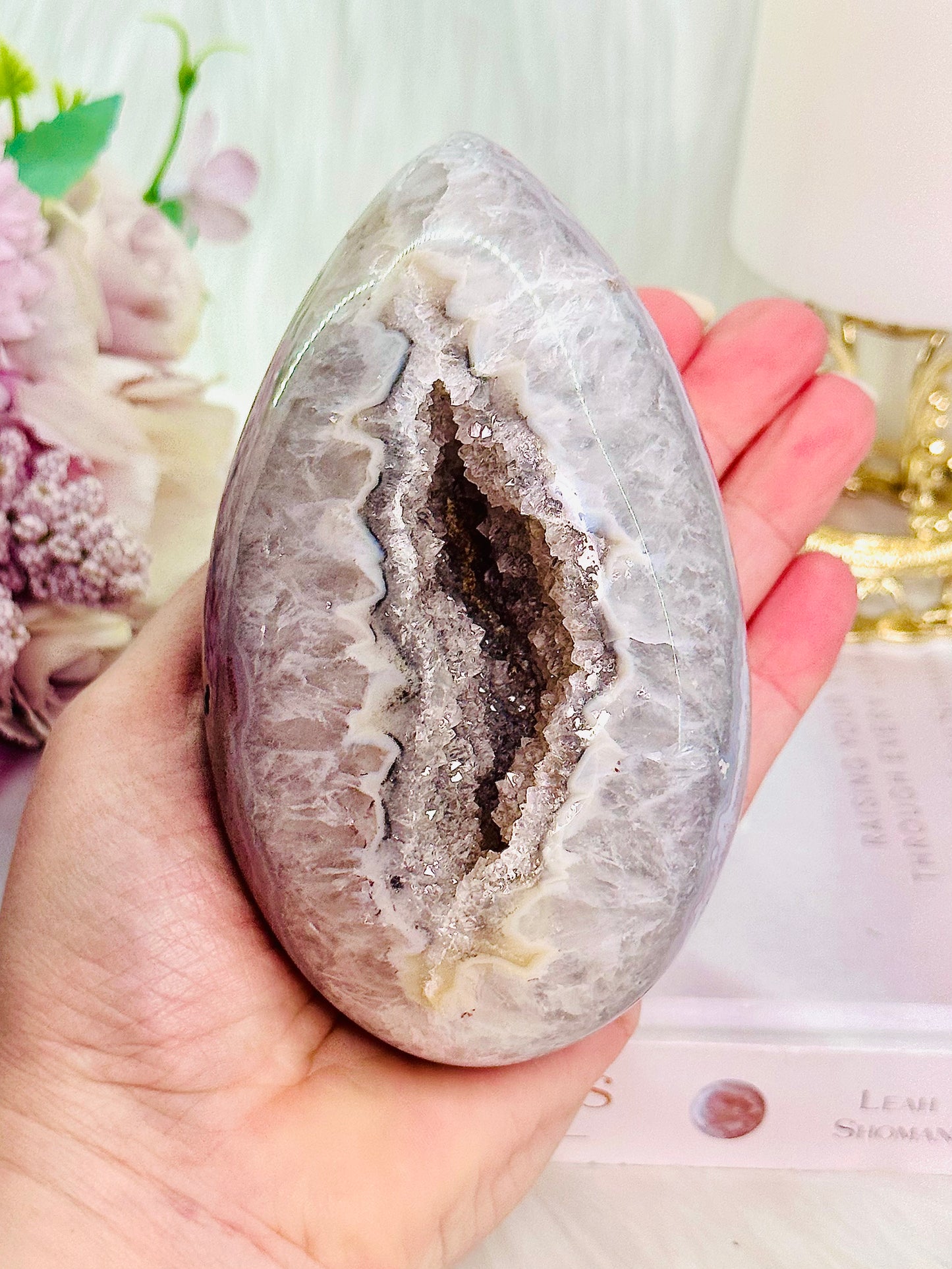 TOTALLY IN LOVE!!!!! Absolutely Divine Large 718gram Druzy Agate Carved Egg On Stand ~ An Exquisite Piece
