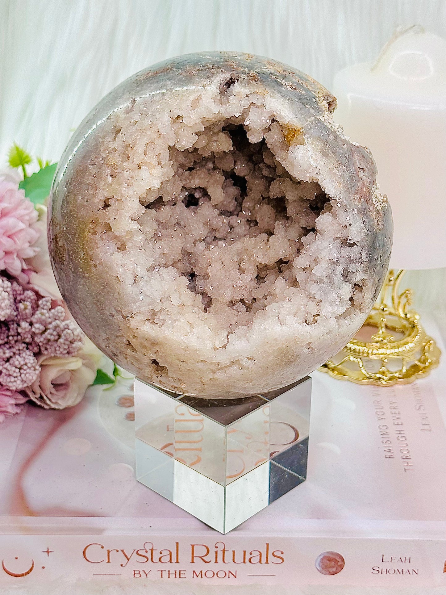 ⚜️ SALE ⚜️ ⭐️ SHE IS THE QUEEN OF SPHERES ⭐️ WOW!!! Classy & Fabulous HUGE 1.72KG 12cm Sparkling Stunning Pink Amethyst Druzy Sphere From Brazil Comes With A Stand (The stand in pic is display only)