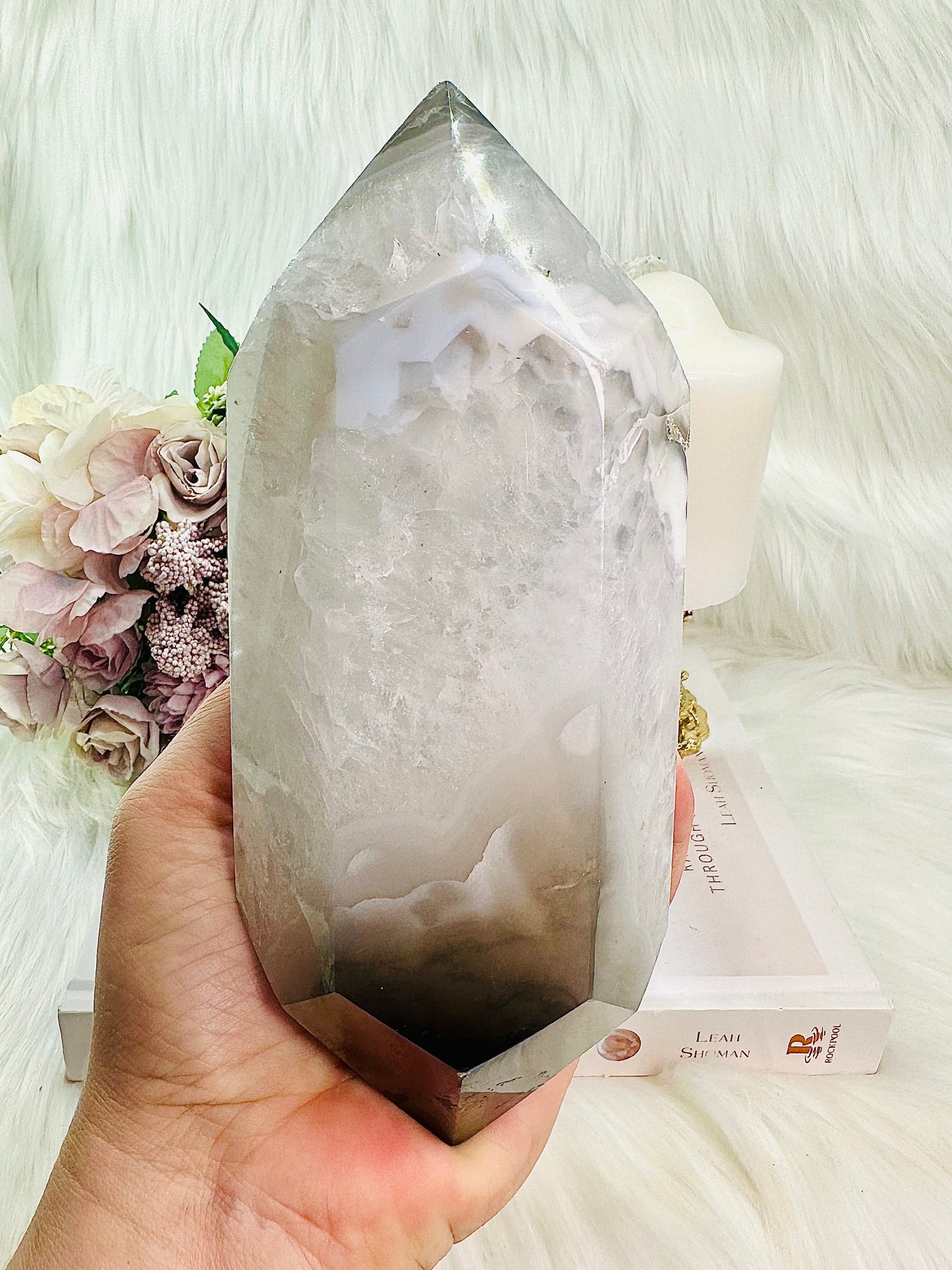 She is MAGIC!!! Large 944gram Sugar Druzy Agate Double Terminated Point From Brazil ~ A Spectator Piece