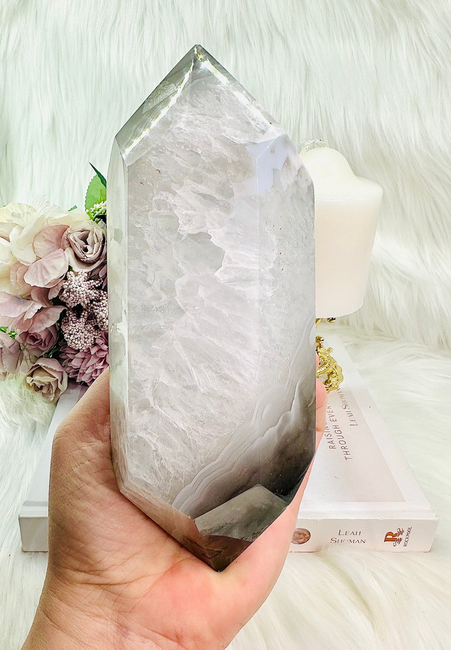 She is MAGIC!!! Large 944gram Sugar Druzy Agate Double Terminated Point From Brazil ~ A Spectator Piece
