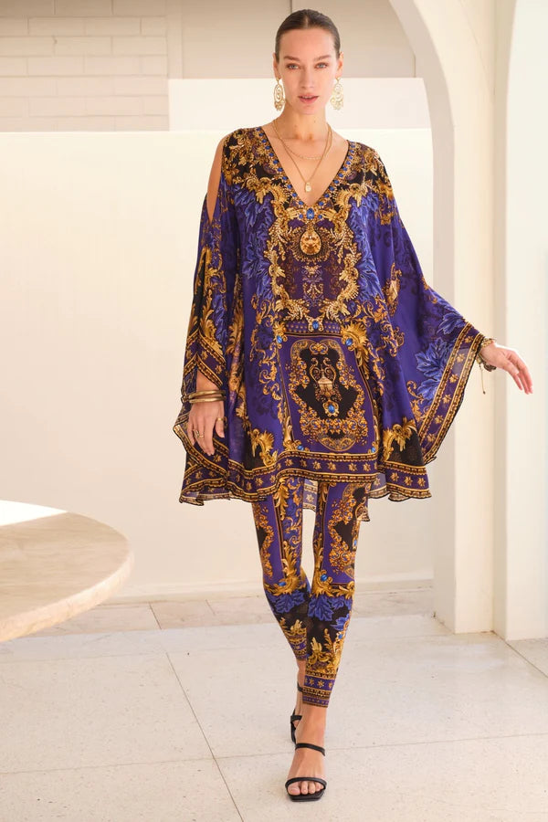 Stunning New CZARINA MIDNIGHT BLUE KAFTAN SILK DRESS