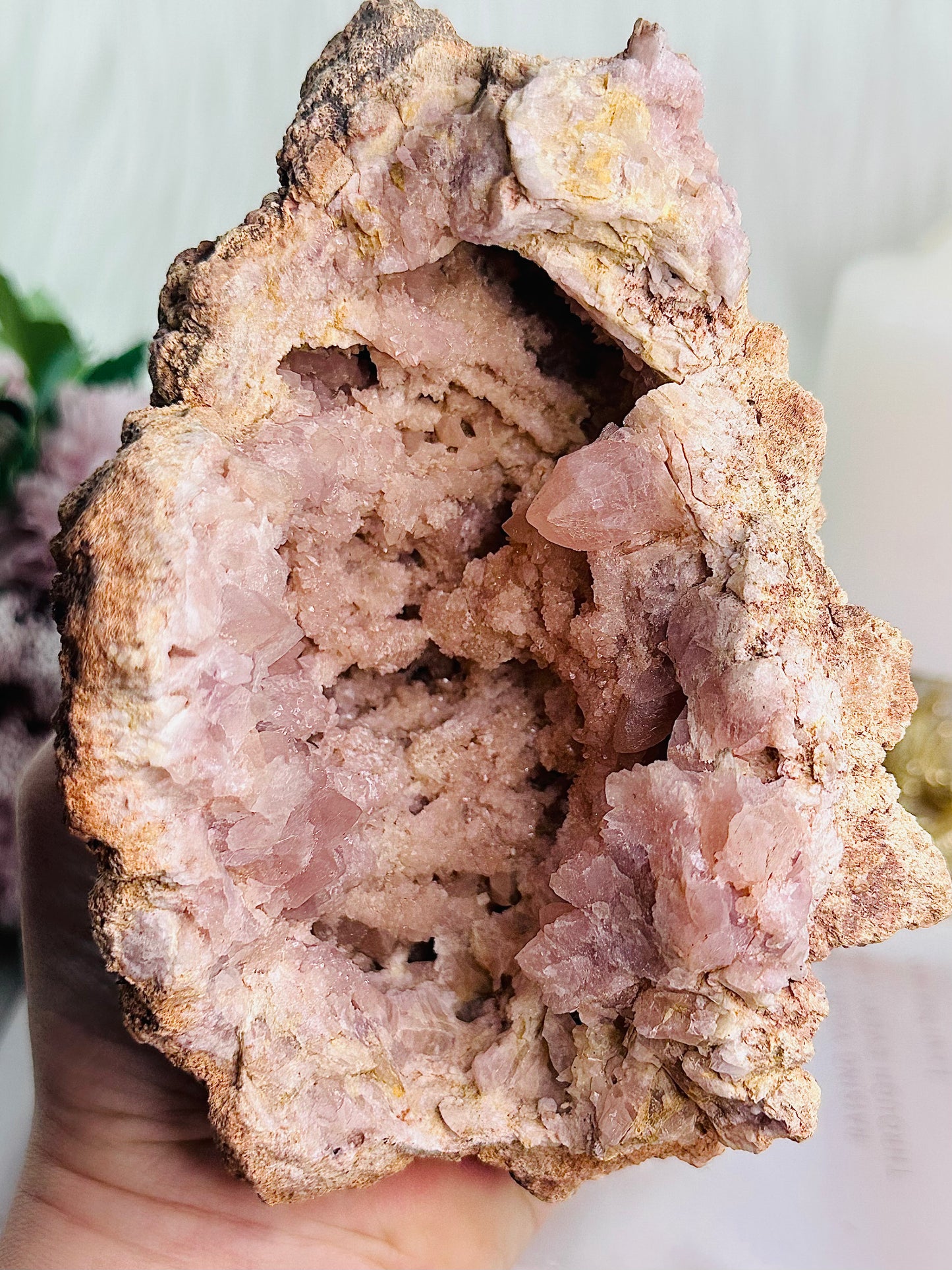 Large 904gram Pink Amethyst Druzy Geode On Stand From Brazil