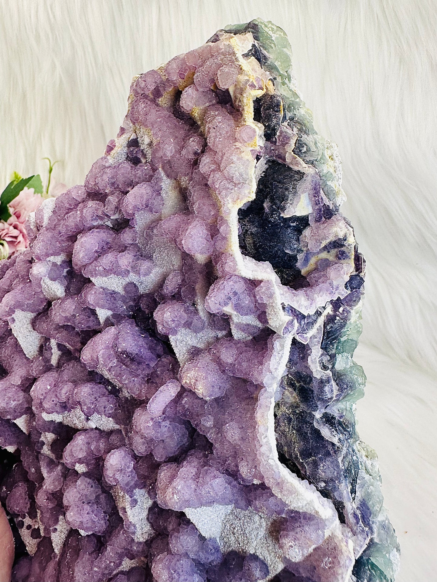 Huge 2.8KG Natural Sugar Fluorite Specimen | Slab From Brazil, She Is Purple On Top With Rainbow Colours Through The Sides