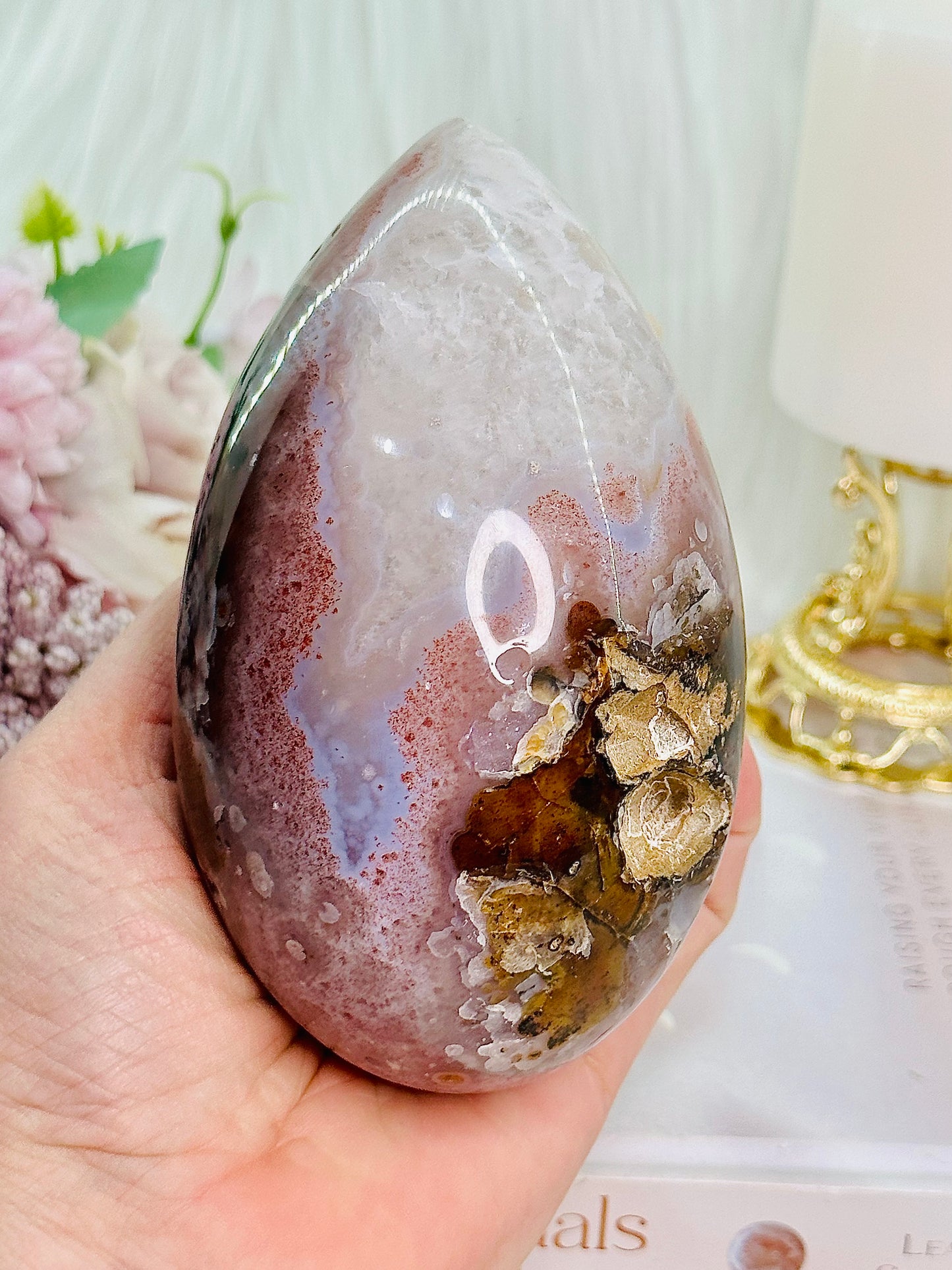 TOTALLY IN LOVE!!!!! Absolutely Divine Large 718gram Druzy Agate Carved Egg On Stand ~ An Exquisite Piece