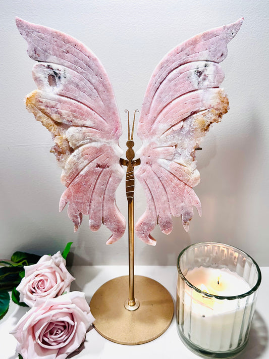 The Biggest & Most Glorious Pink Amethyst Druzy Butterfly From Brazil. Wings Alone are 29cm Tall, On Stand Approx 40cm Tall Weighing 1.55Kg (On Stand) Absolutely Perfect & Incredible