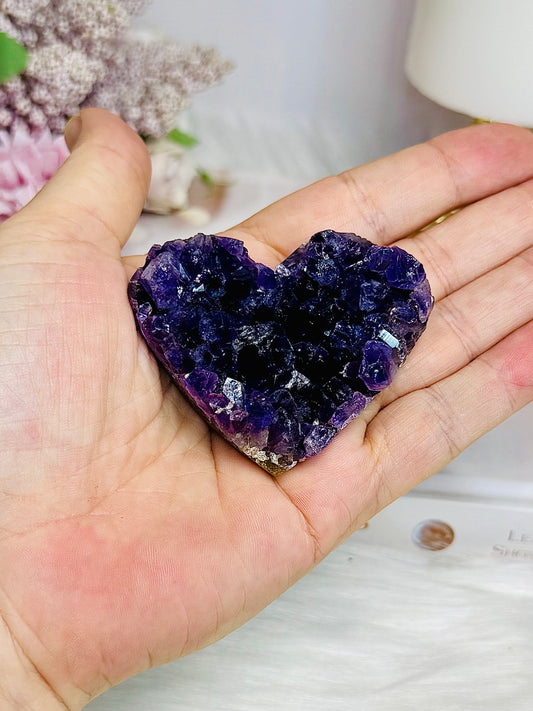 High Grade Amethyst Cluster Heart 6cm