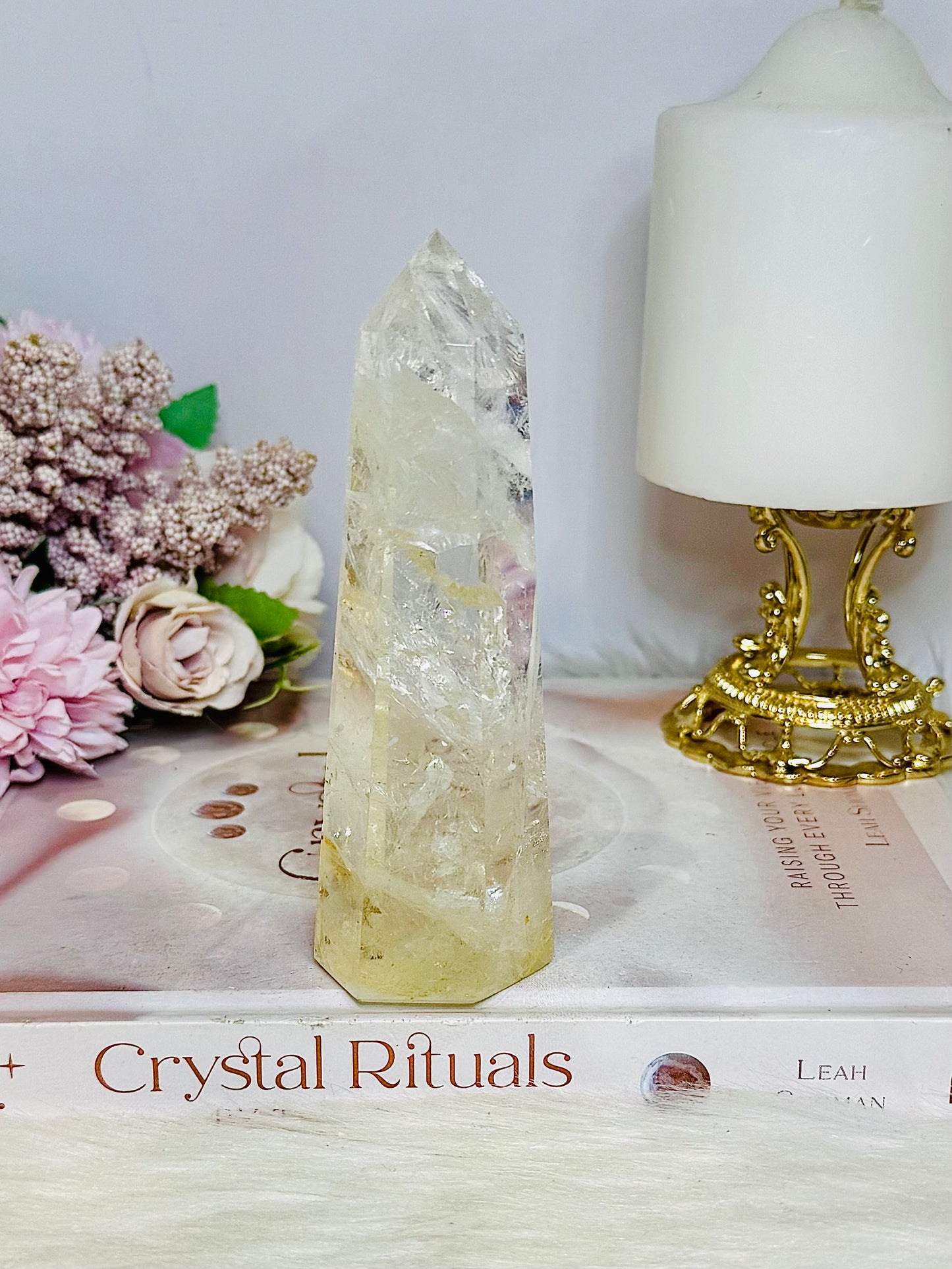 Clear Quartz Tower with Rainbows 12.5cm
