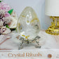 Large Clear Quartz With Golden Healer Inclusions Egg On Stand 7cm 318g