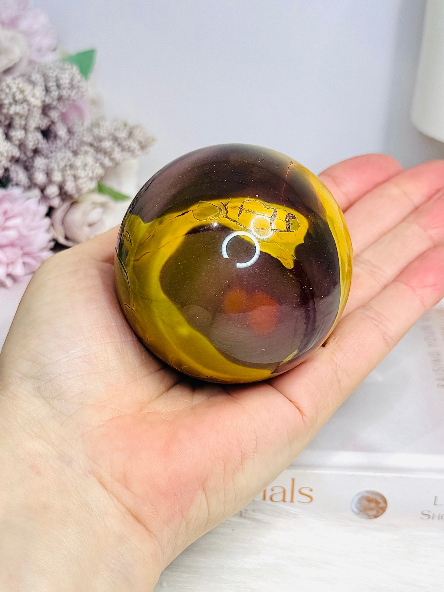 Large Mookaite Jasper Sphere on Stand 371g