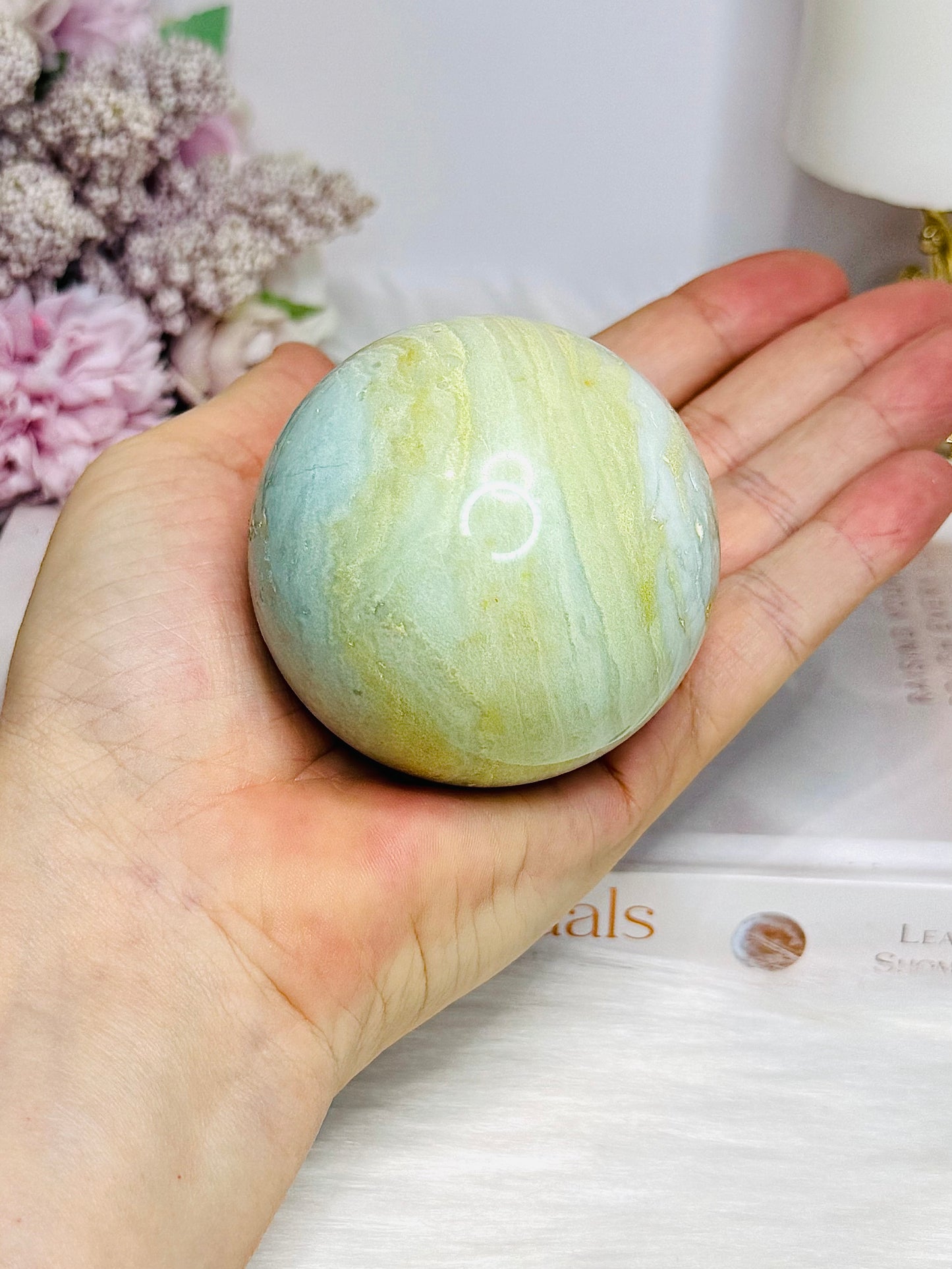 Blue Calcite Sphere On Stand 319g