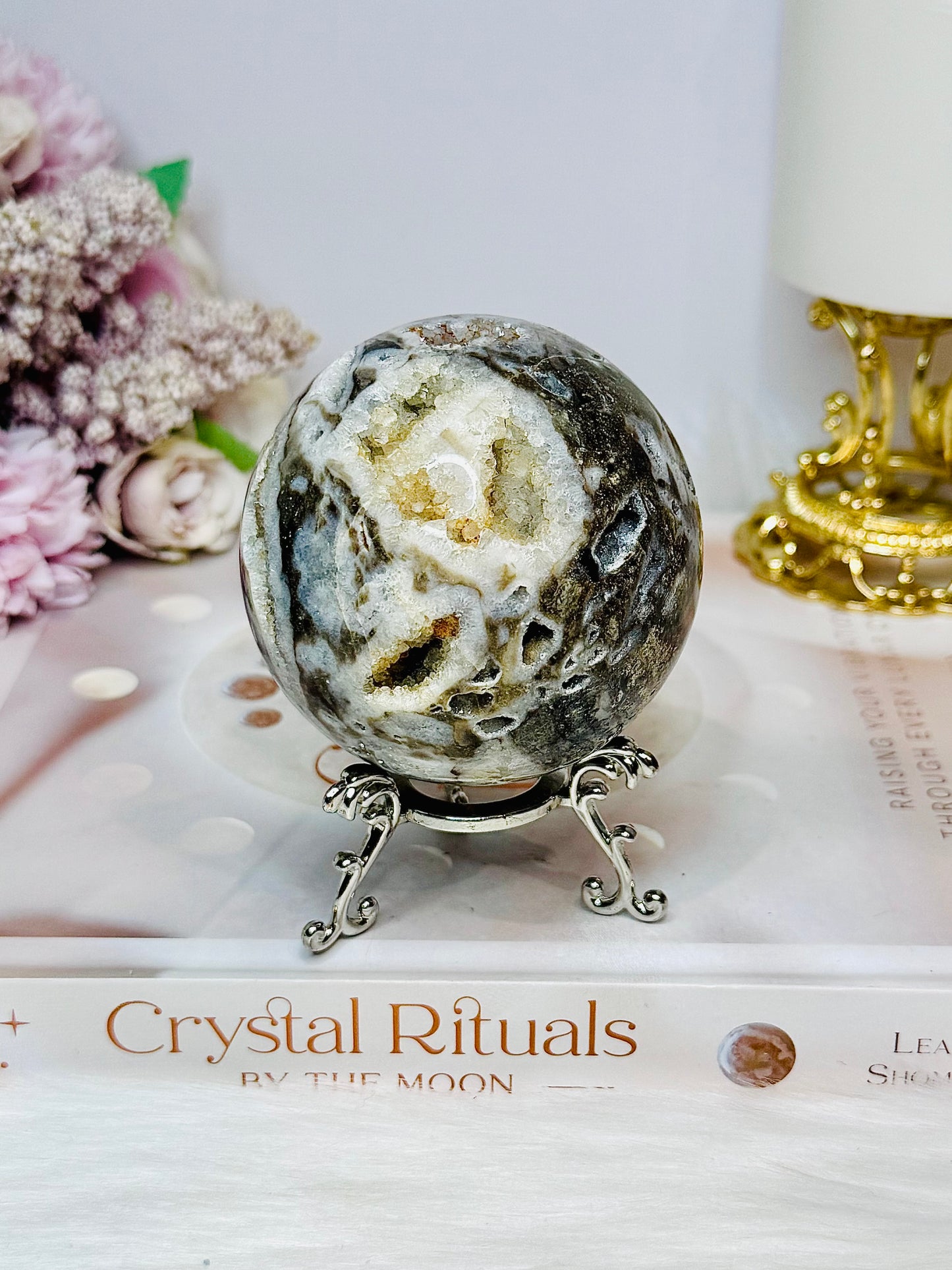 Druzy Sphalerite Sphere on Stand 368g