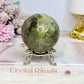 Green Druzy Cherry Blossom Agate Sphere on Stand 335grams