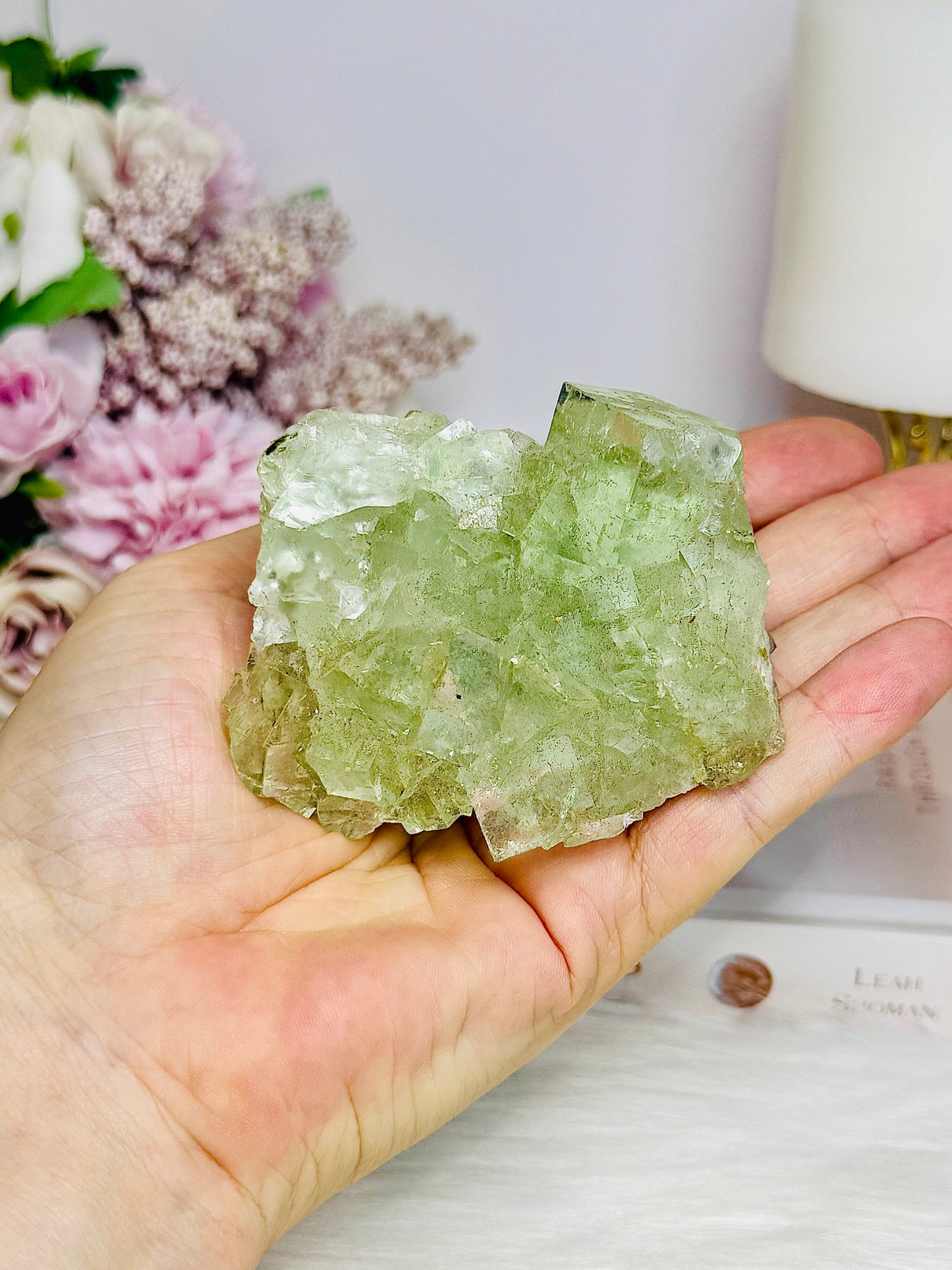 Light Green Transparent Cubed Fluorite Specimen 7cm 255g