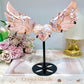 Pink Druzy Agate Wings & Heart on Stand 18cm Tall