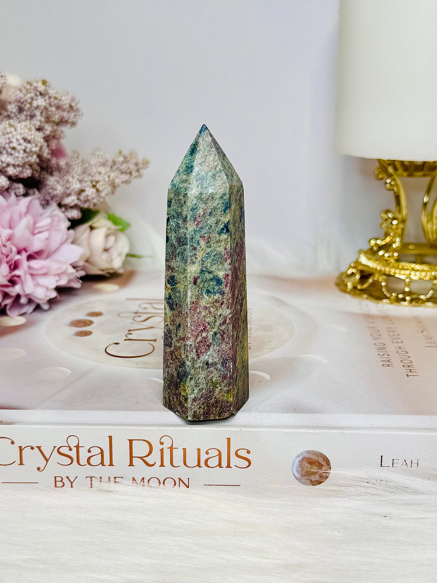 Rare Ruby In Blue Apatite Tower (UV Reactive) 8cm