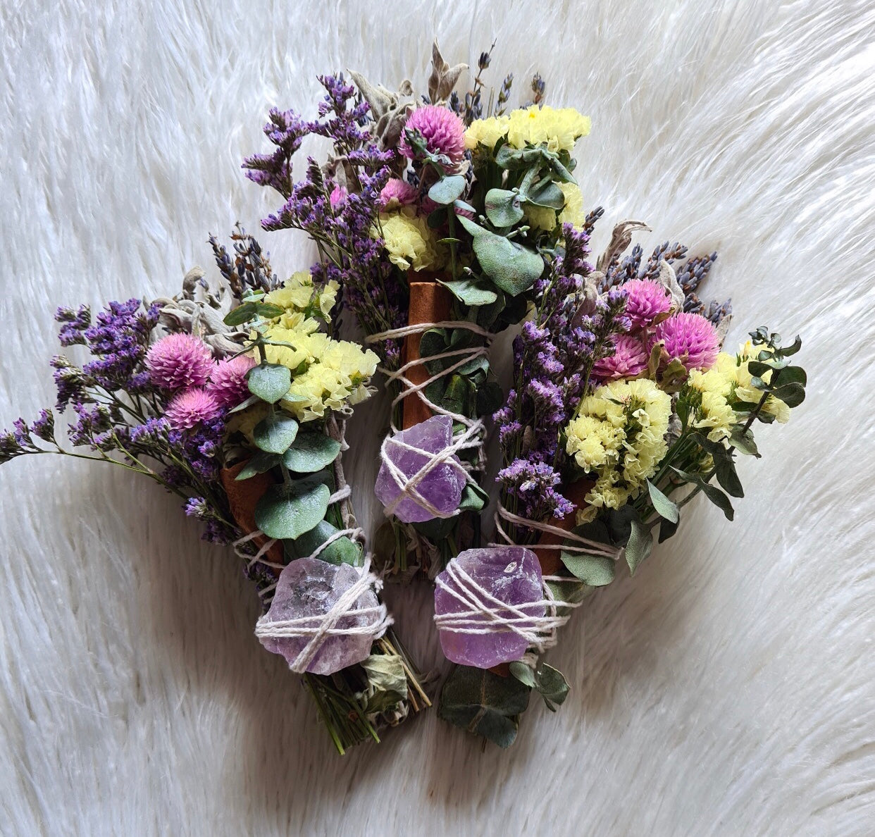 Smudge Wand With Amethyst, Lavender & Sage