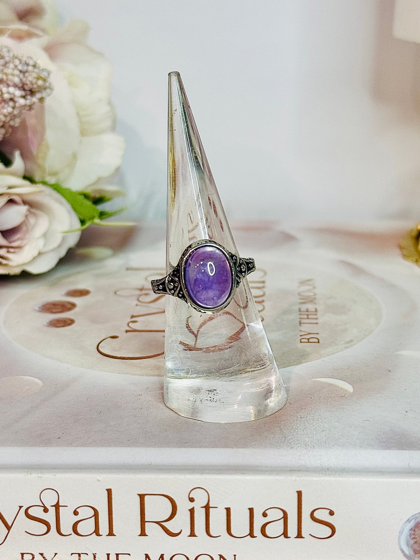 Beautiful Amethyst Adjustable Ring In Gift Bag