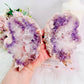 Classy & Fabulous Large Rare Amethyst X Flower Agate Carved Butterfly Wings On Gold Stand 24cm From Brazil