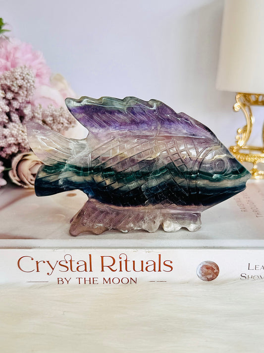 Absolutely Beautiful 11.5cm Rainbow Fluorite Carved Fish