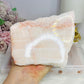Mexican Pink Calcite Natural Slab 13cm on Stand