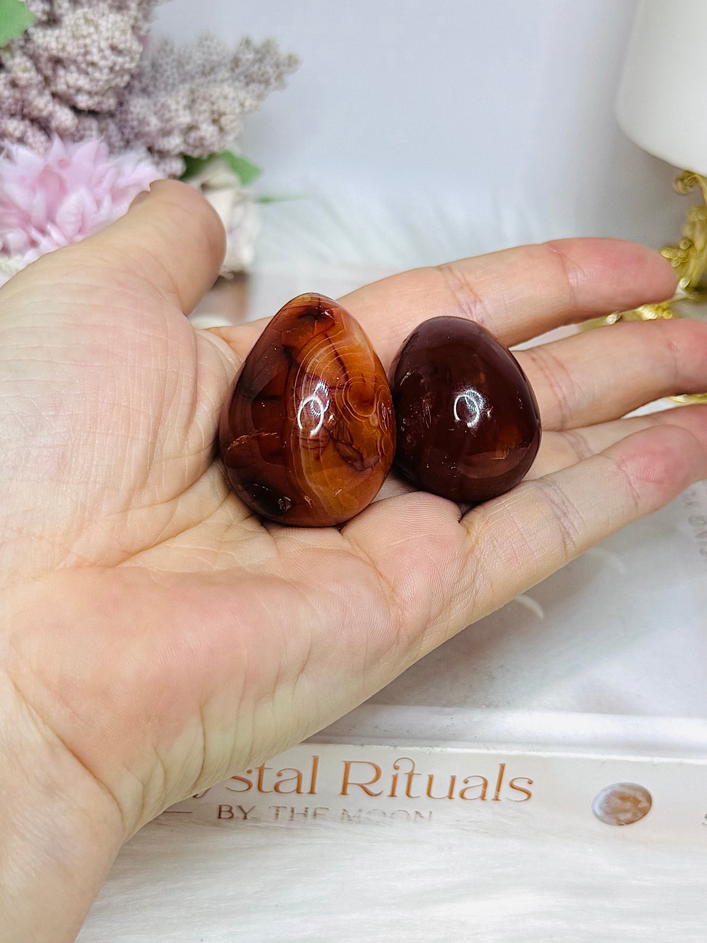 Set of 2 Carnelian Eggs
