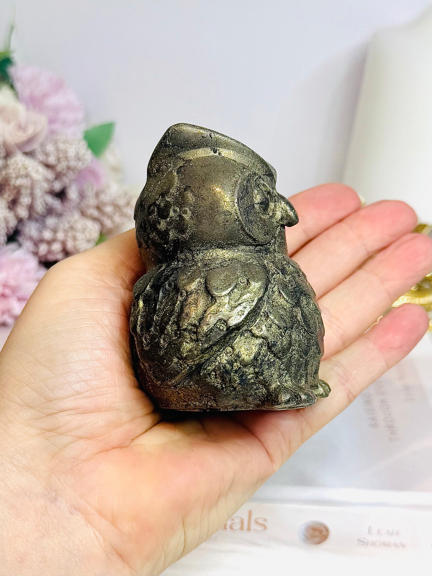 Large Pyrite Owl 8cm 605g