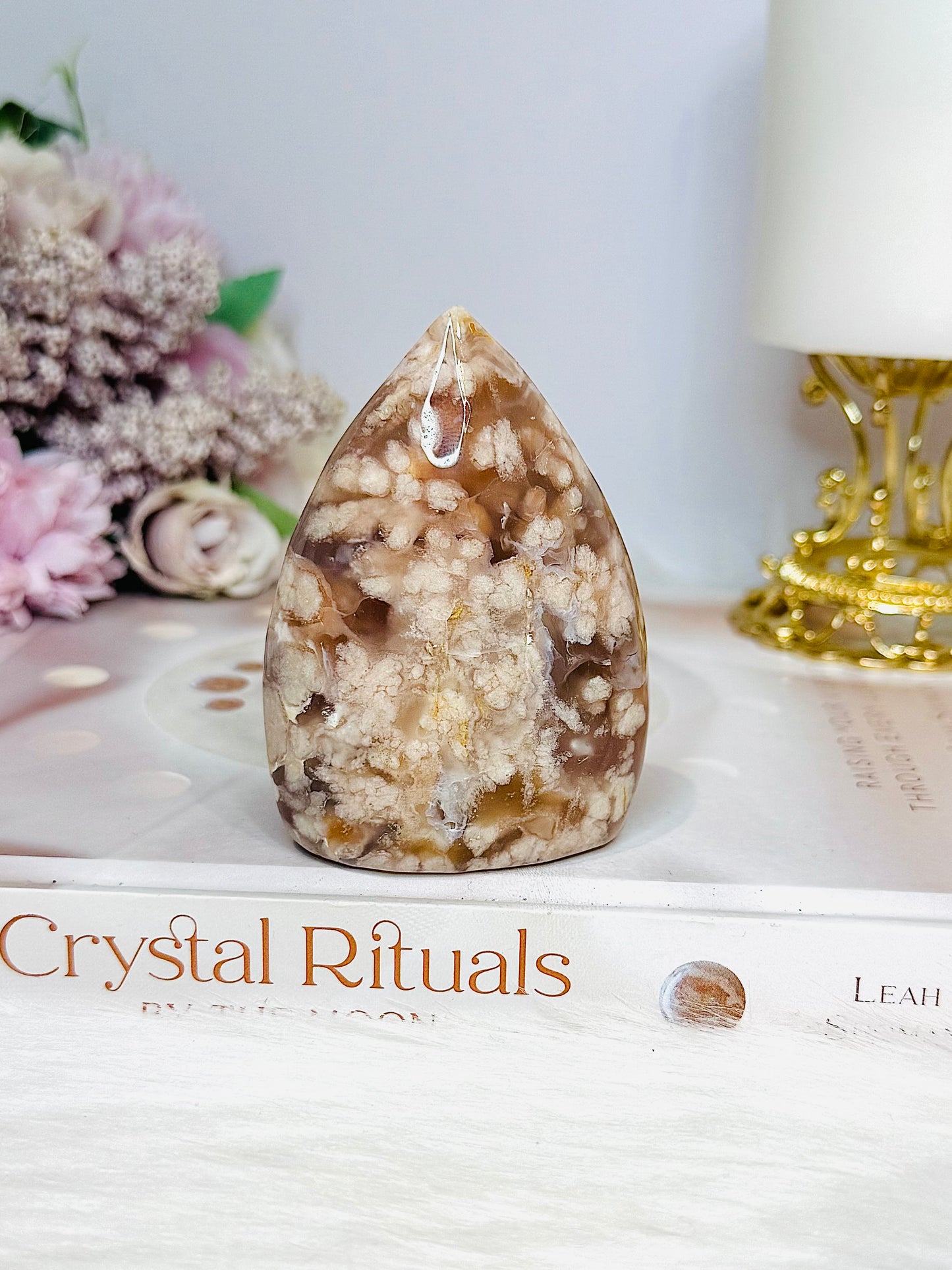 Flower Agate Carved Flame | Freeform 8cm