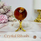 Carnelian Sphere on Gold Stand 111g