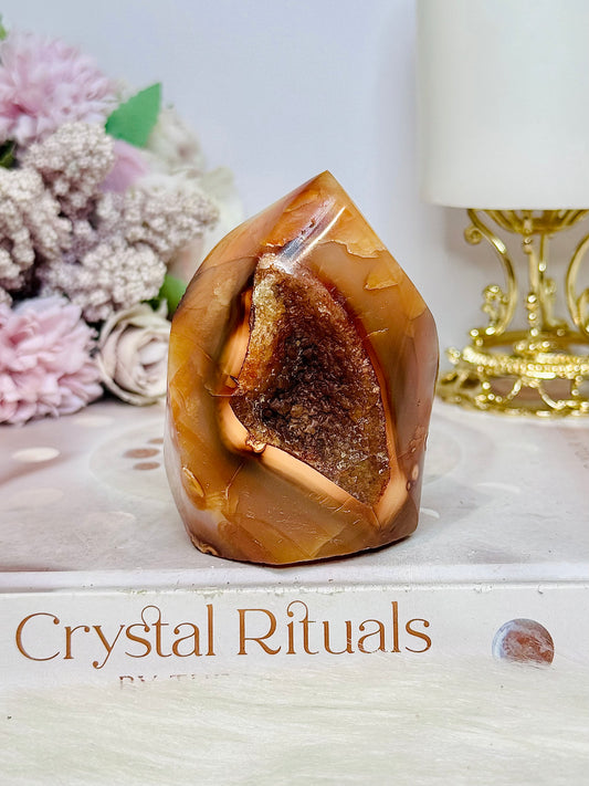 Carnelian Carved Druzy Flame 8cm