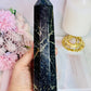 Exceptionally Stunning High Grade Large Chunky Natural Black Tourmaline with Gold Mica Tower | Generator 822grams