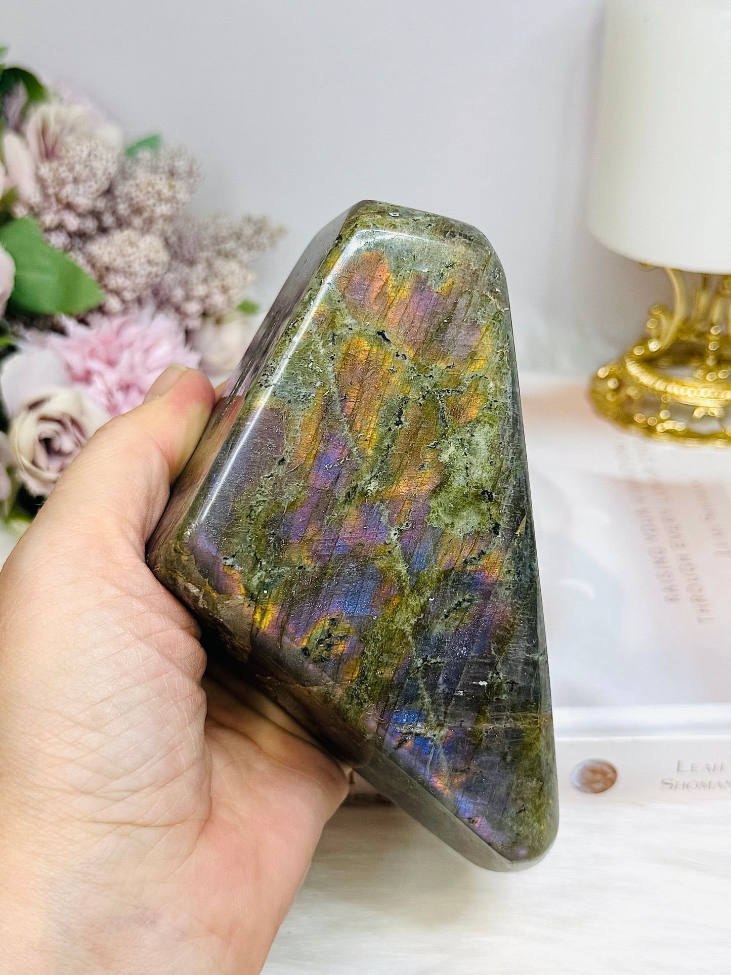 Large Labradorite Freeform with Pink & Purple Flash 847g 13.5cm