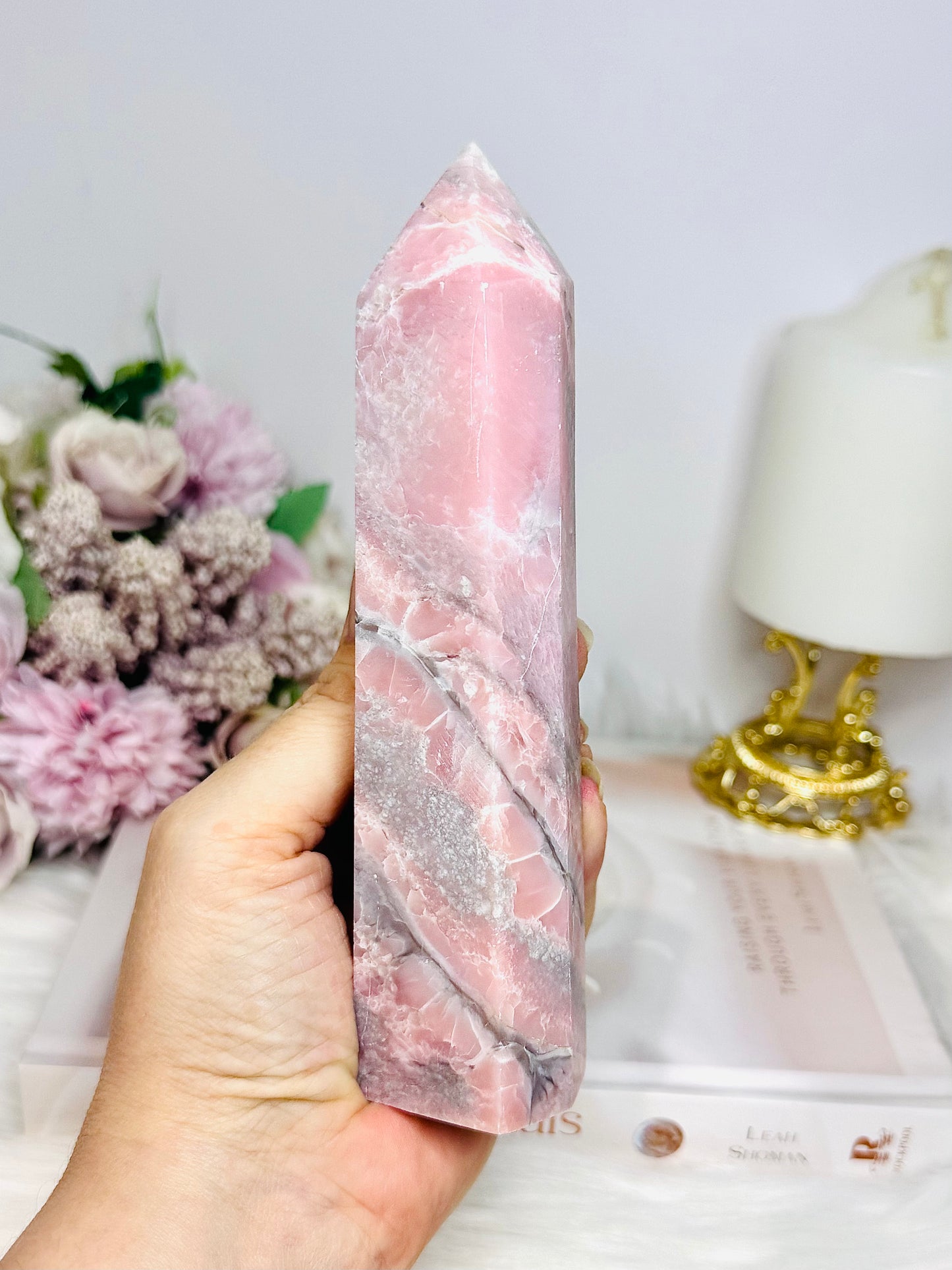 Natural Pink Opal Tower 15.5cm