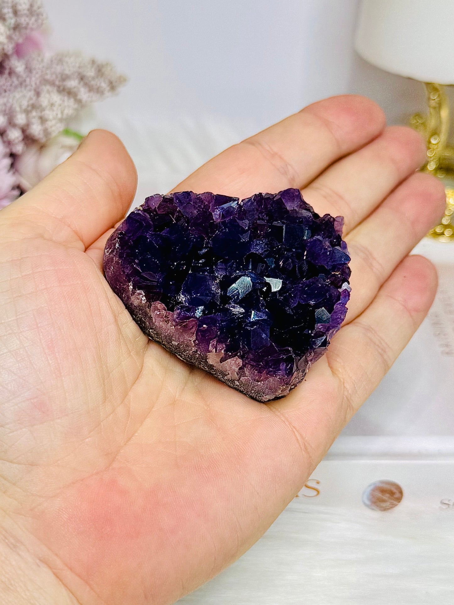 High Grade Deep Purple Amethyst Carved Heart 6cm