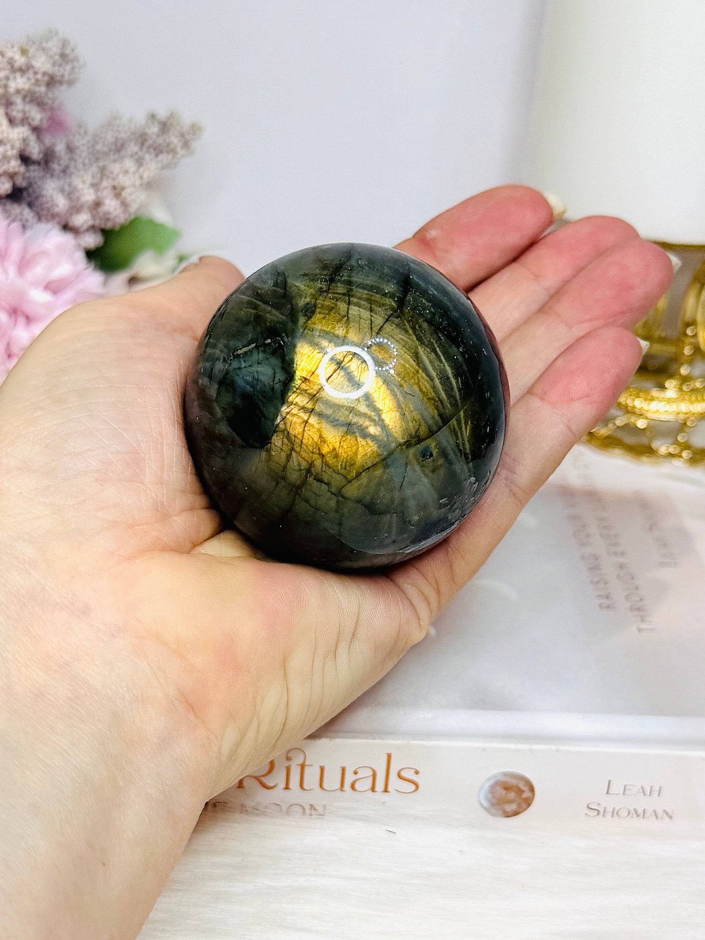 Labradorite Sphere on Stand 251g