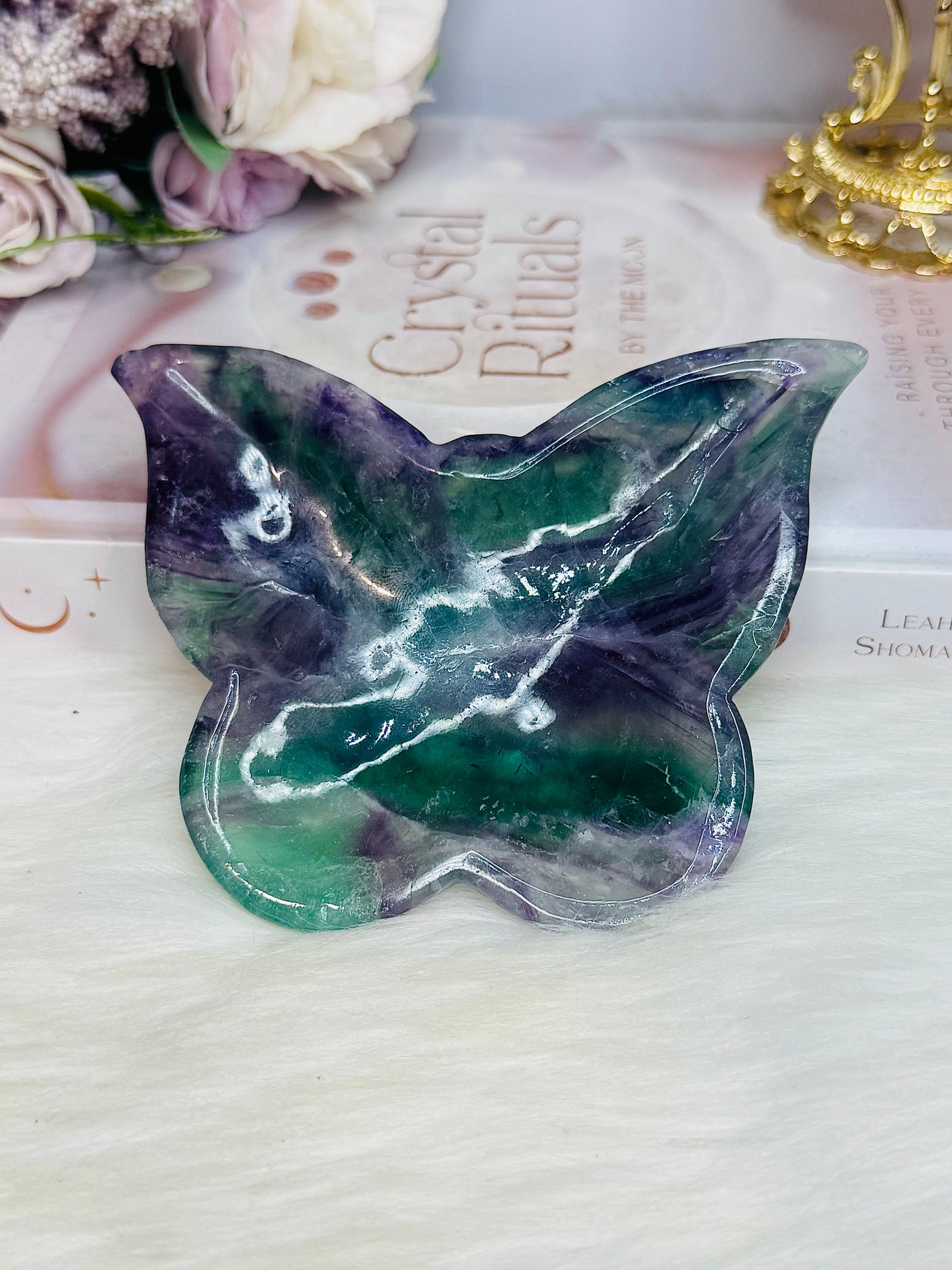 Fluorite Carved Butterfly Bowl 20cm
