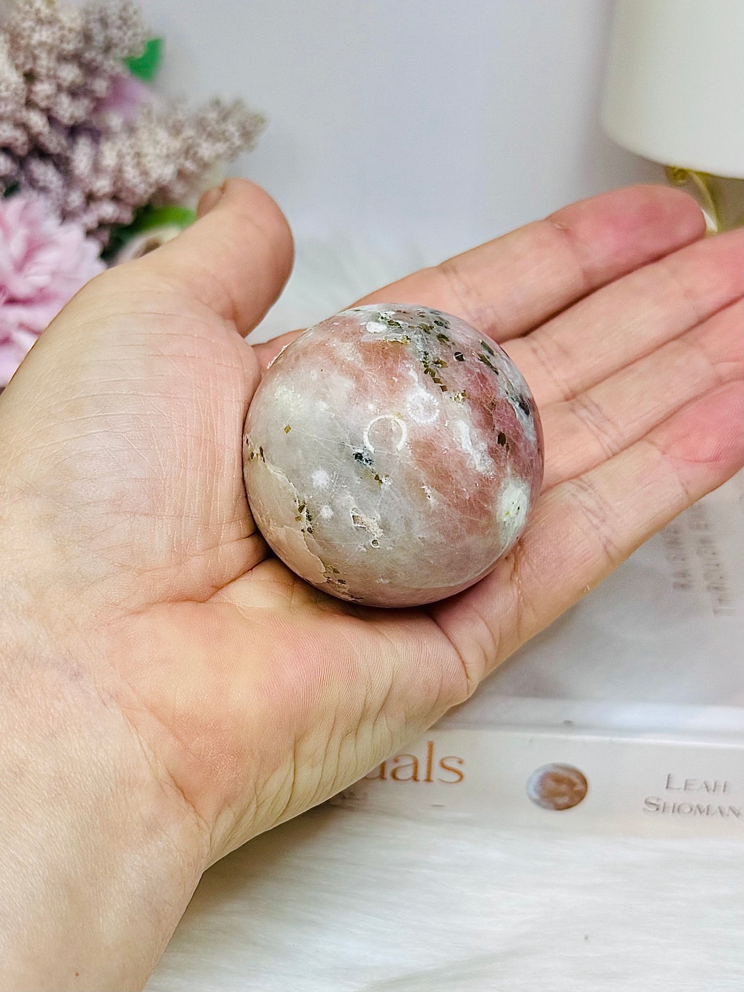 Peach Blossom Tourmaline Sphere On Stand 144g