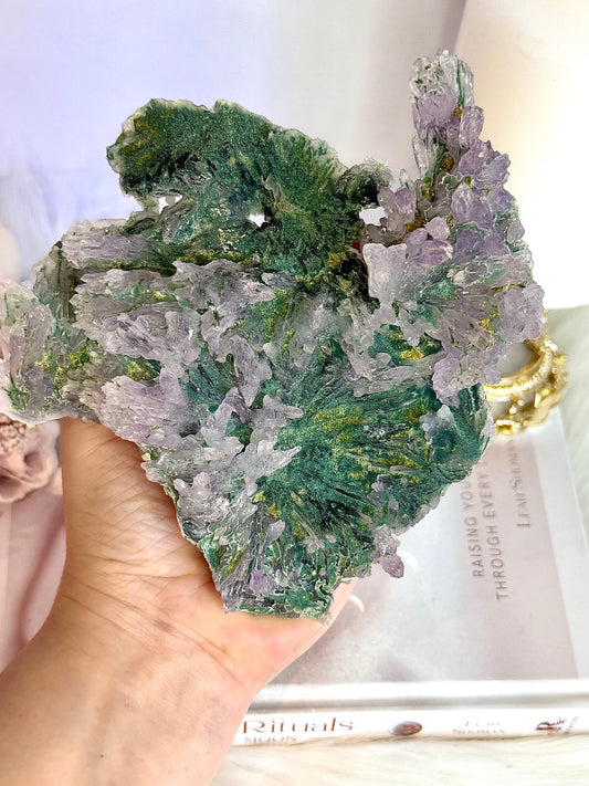 Magnificent Natural Large 13cm Green & Purple Zeolite | Flower Amethyst Specimen Slab