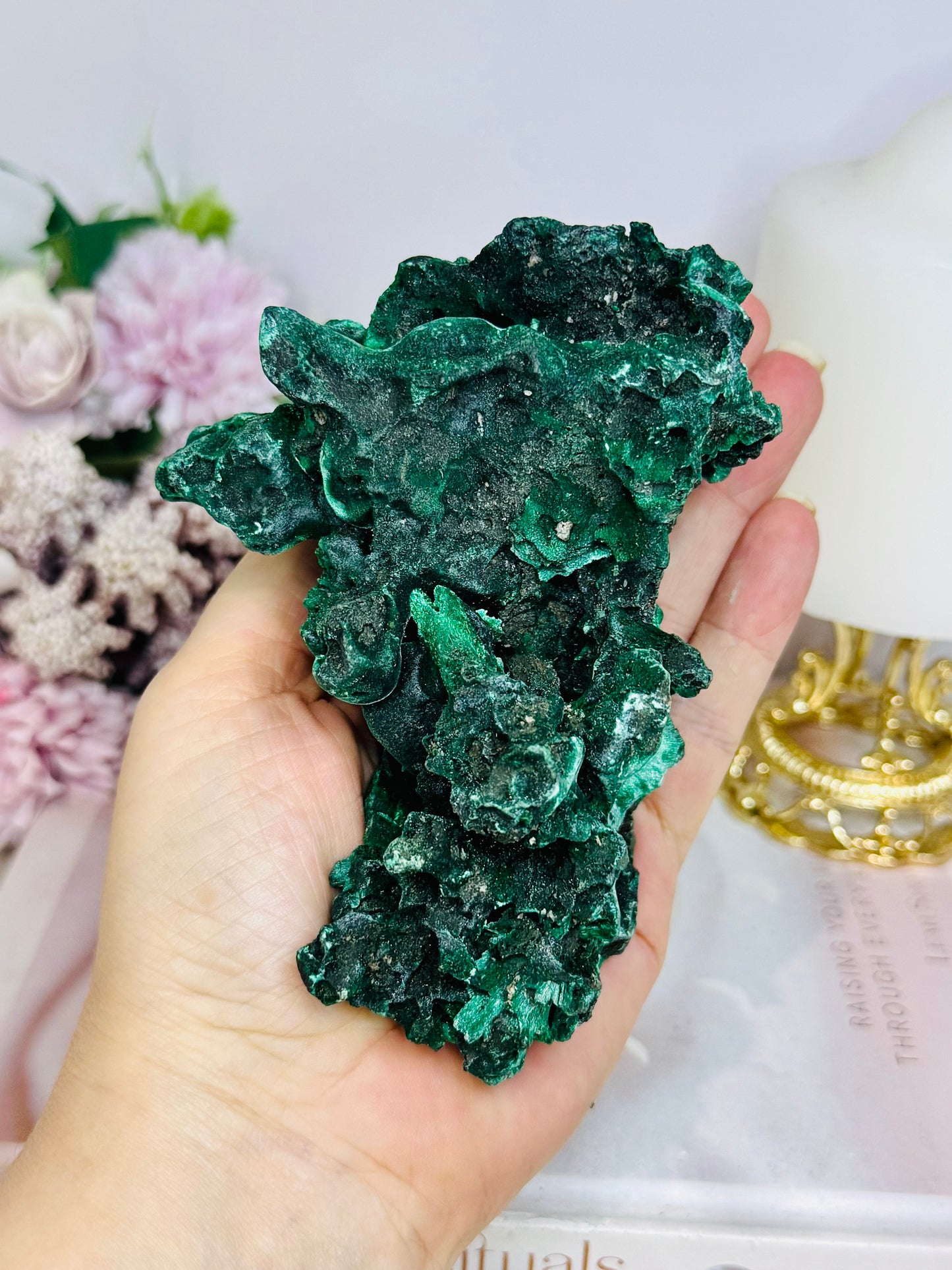 ⚜️ SALE ⚜️ Natural Large Botryoidal Velvet Malachite Specimen 11.5cm 472g
