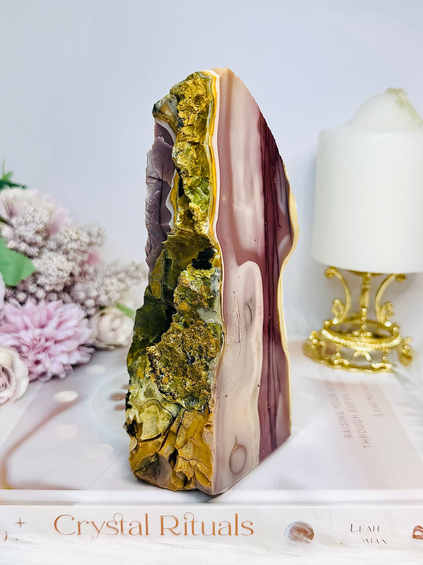 High Grade Mookaite Jasper Polished & Raw Slab 16cm 722g