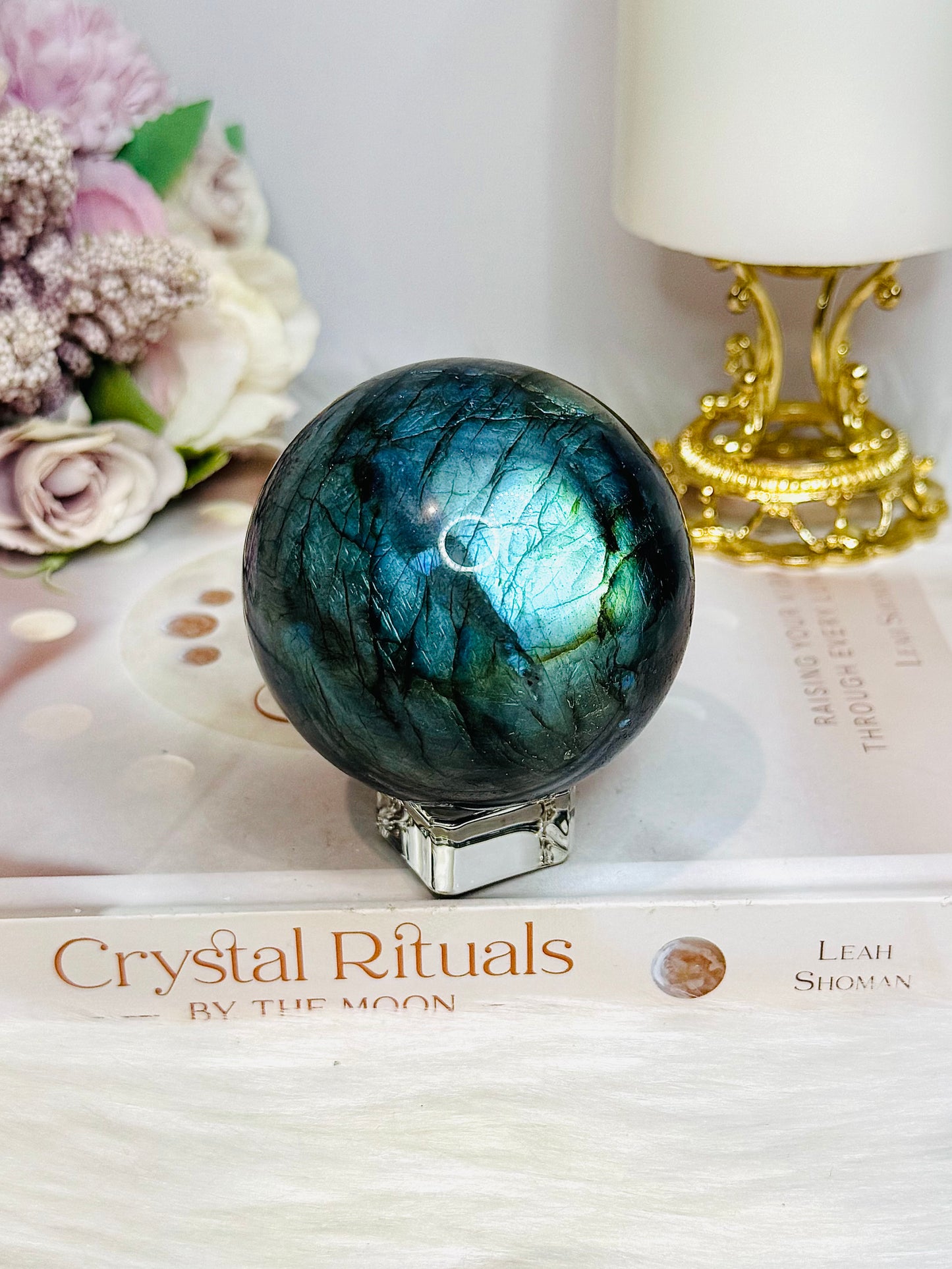 Large Labradorite Sphere on Stand 414g