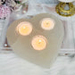 Large Selenite Chunky Triple Candle Heart Holder 1.5KG 15cm