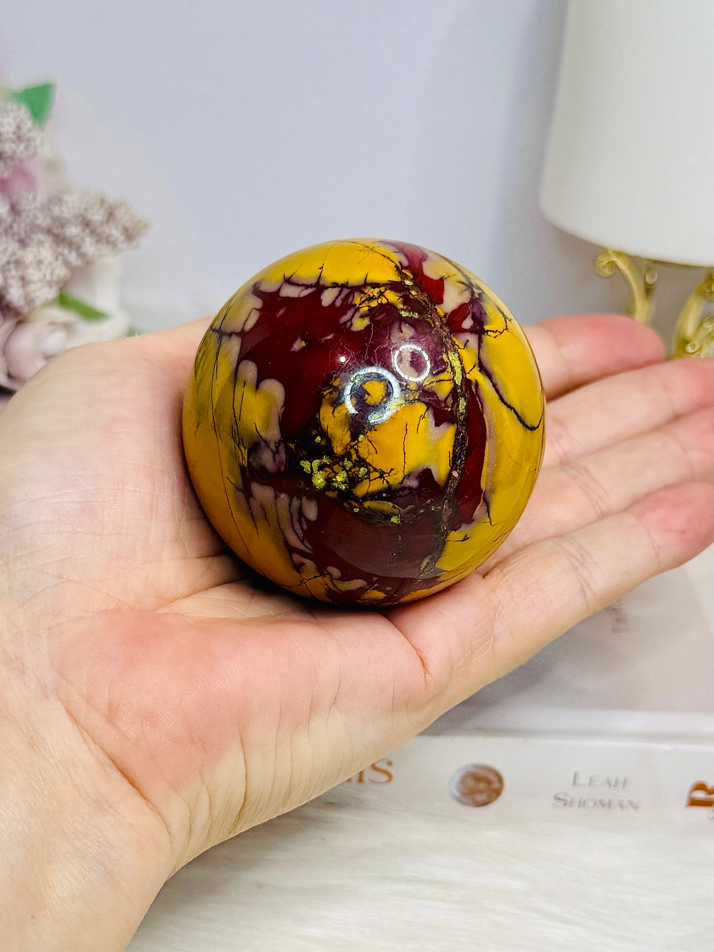 Large Mookaite Jasper Sphere on Stand 301g