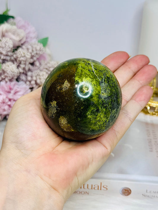 Green Opal Sphere On Stand 313g