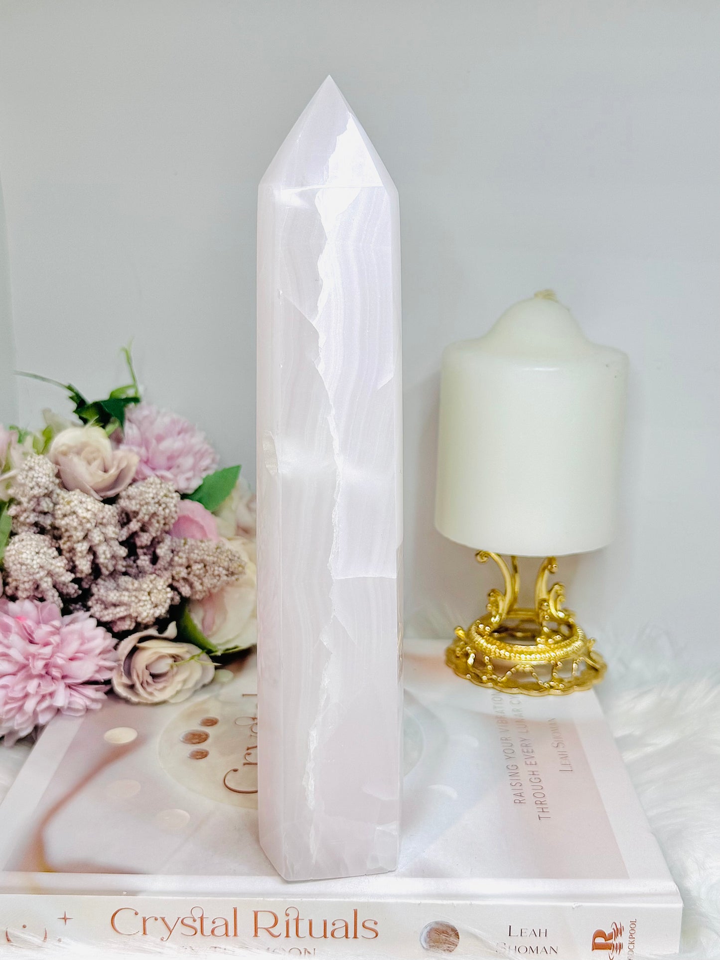 Large Pink Calcite Tower (UV Reactive) Reduced as damage at back 23cm