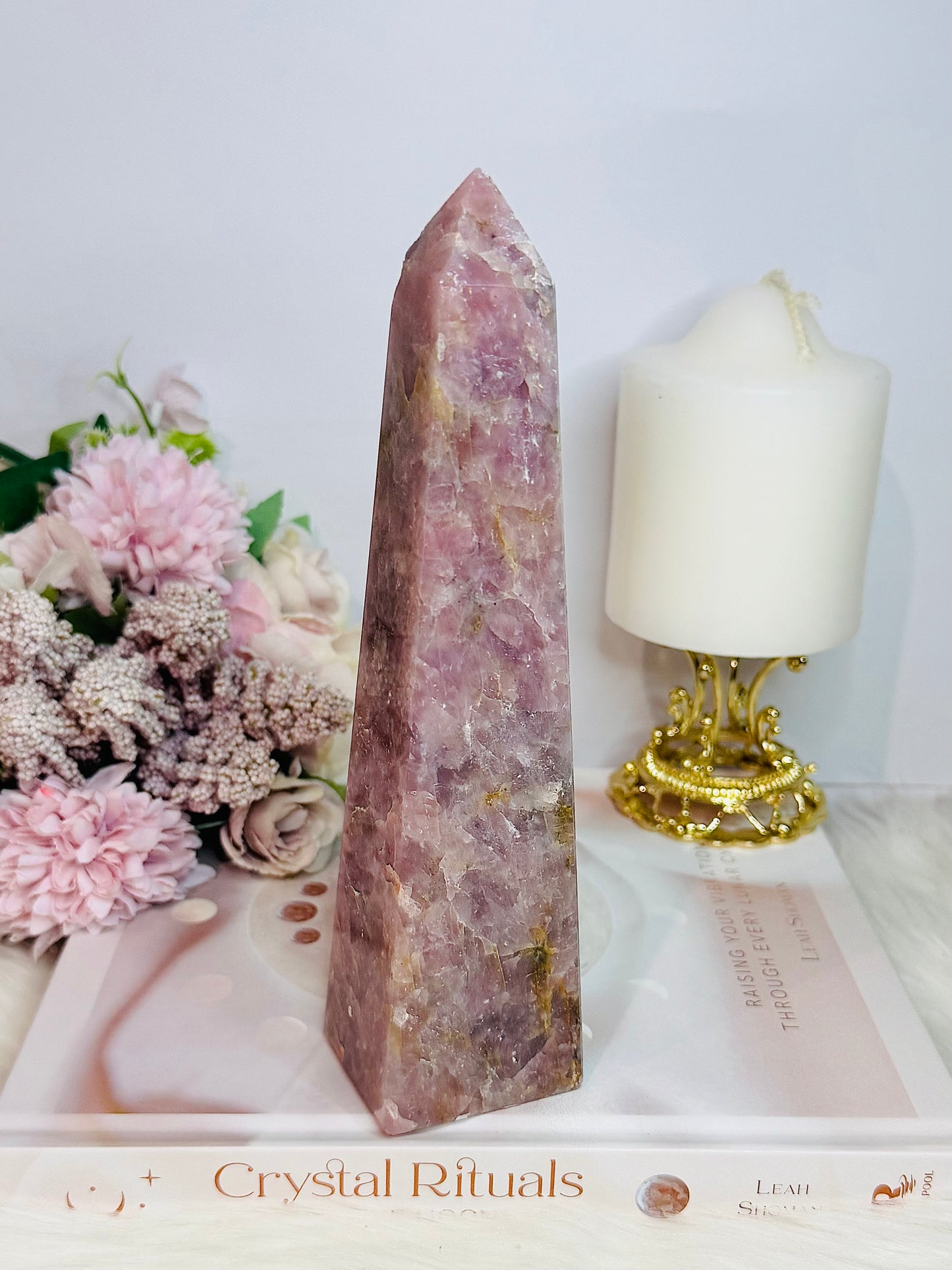 Natural Lepidolite Large 19.5cm Obelisk | Tower From Brazil with Natural Lines