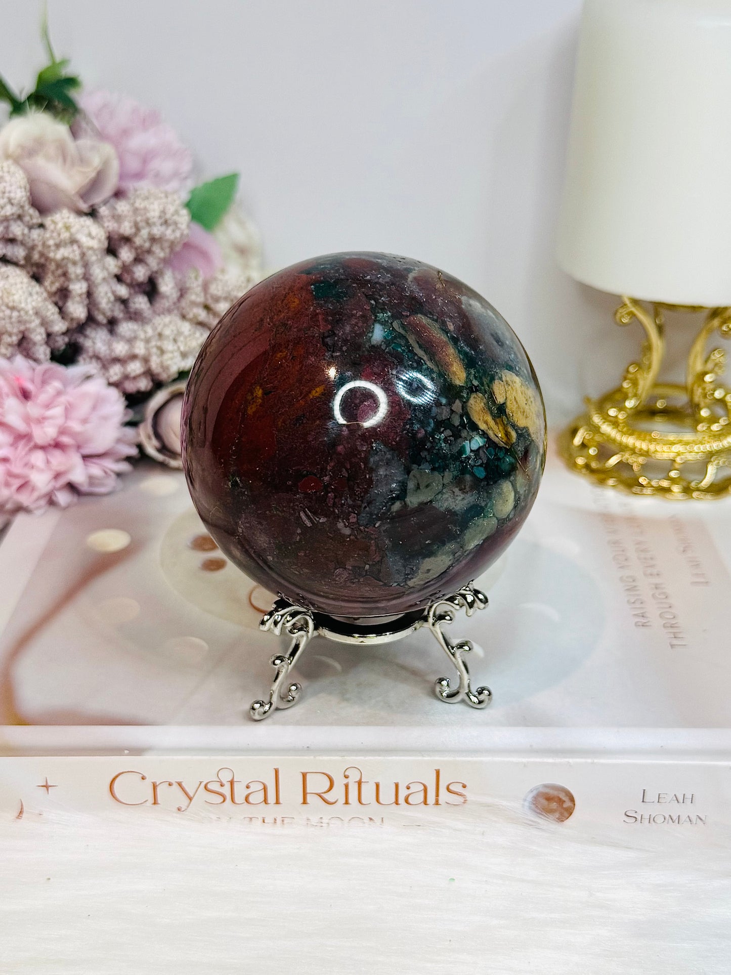 Large Jasper Sphere On Stand 620g