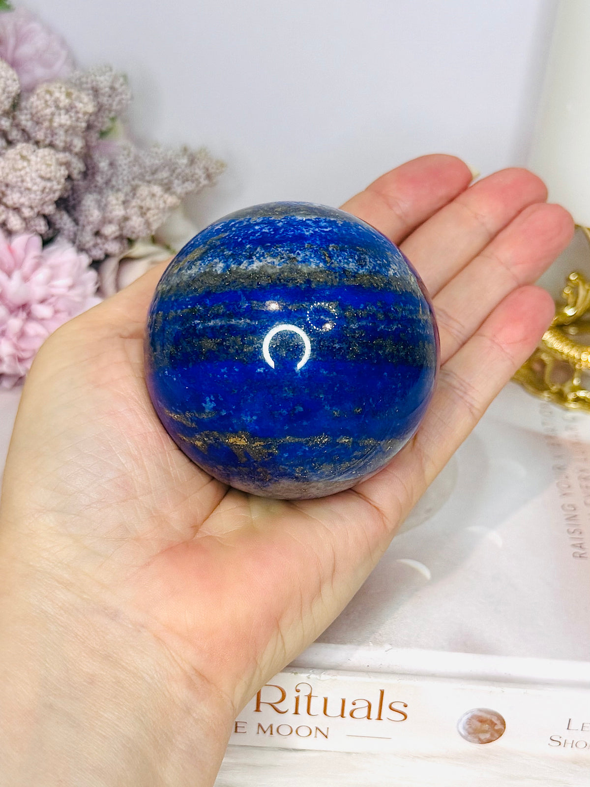 High Grade Large Lapis Lazuli Sphere on Stand 417g